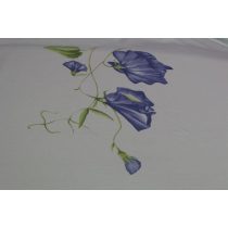 Világoskék alapon kék virágos pamutanyag