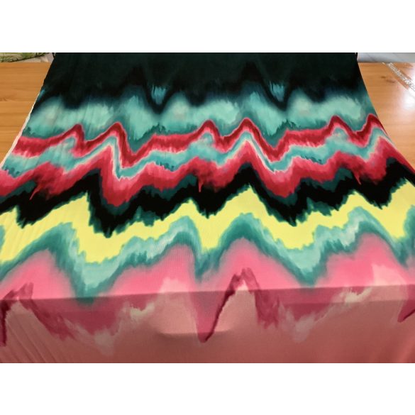 Cik-cakk mintás színes pamut jersey anyag
